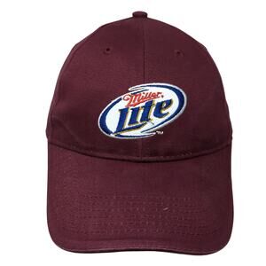 Miller Lite Strapback Hat Red One Size Embroidered Adjustable Acme